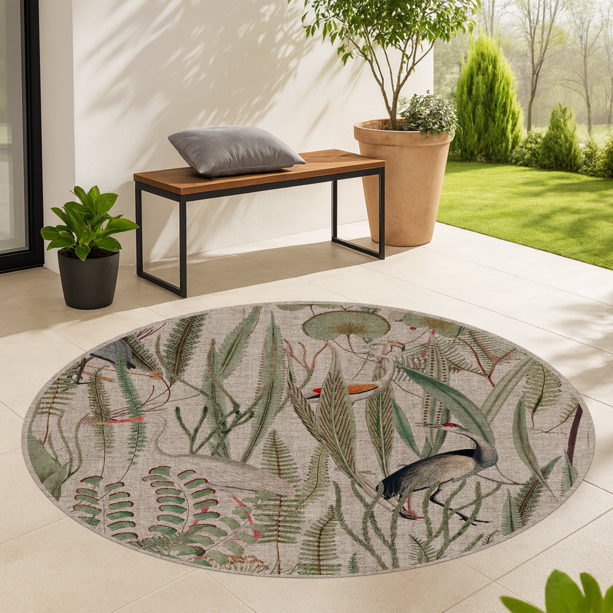 Tapis adhésif en vinyle pour intérieur / extérieur - Oiseaux verts