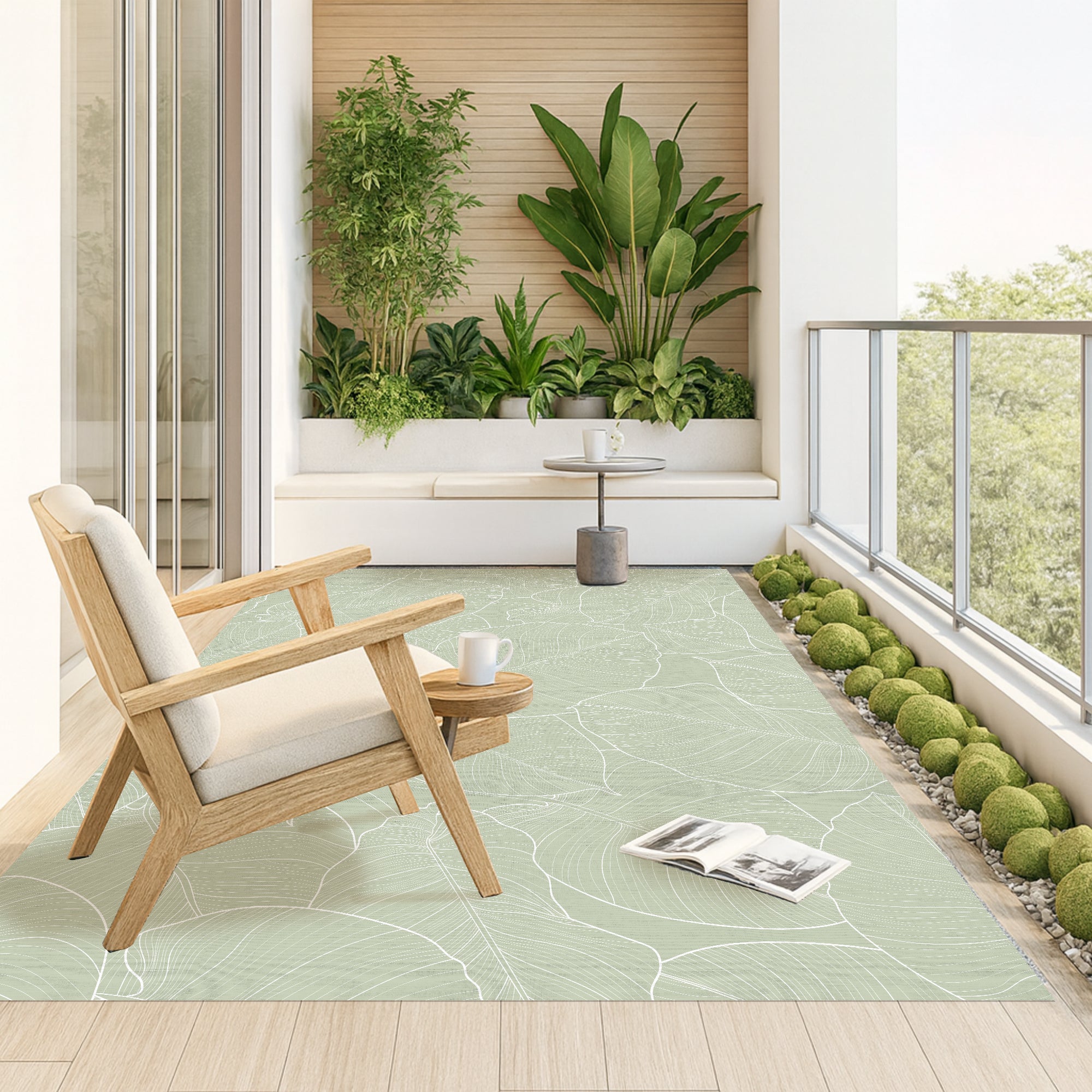 Tapis adhésif en vinyle pour intérieur / extérieur - Feuilles vertes