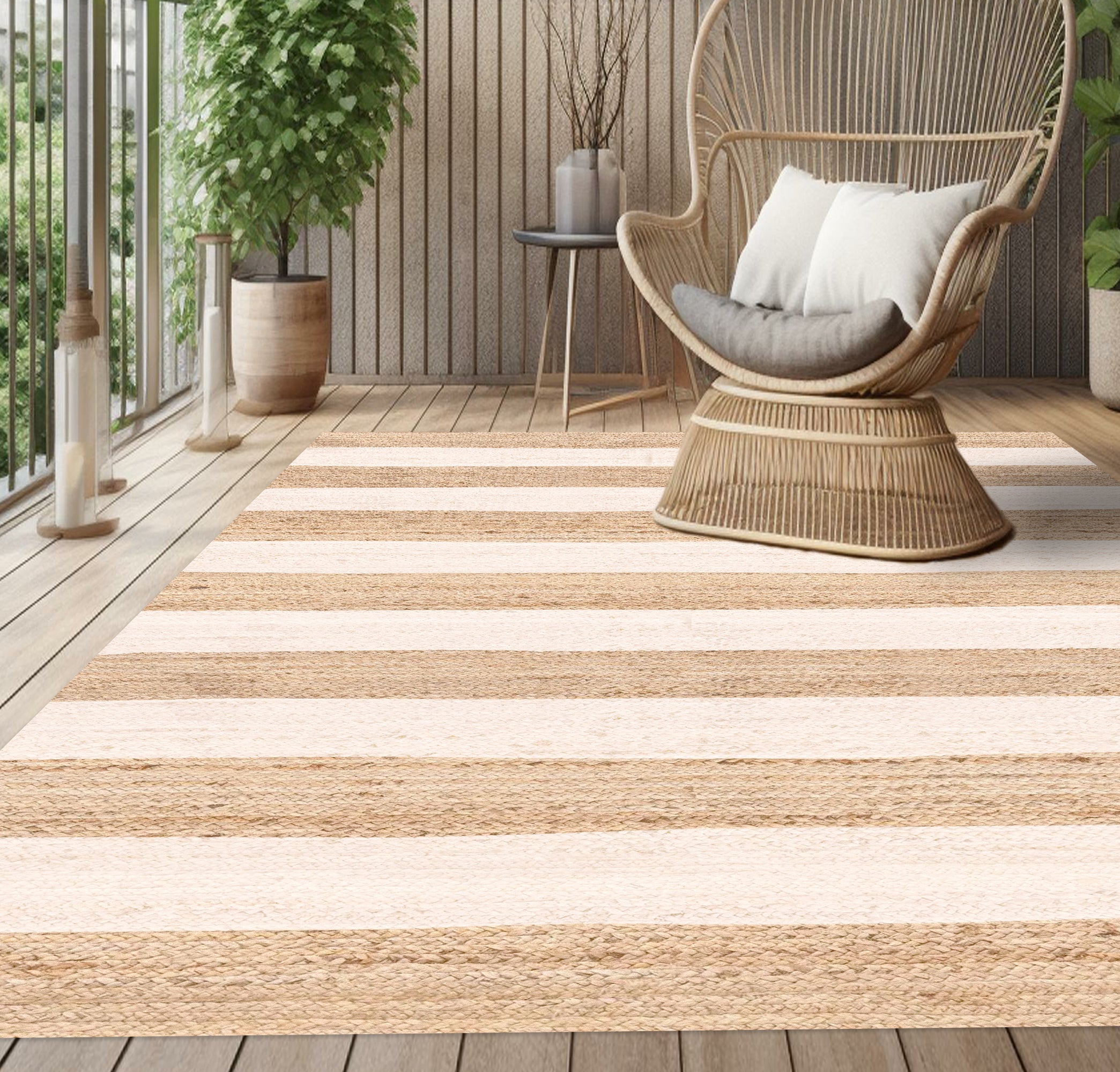 Tapis adhésif en vinyle pour intérieur / extérieur - Rayures jute