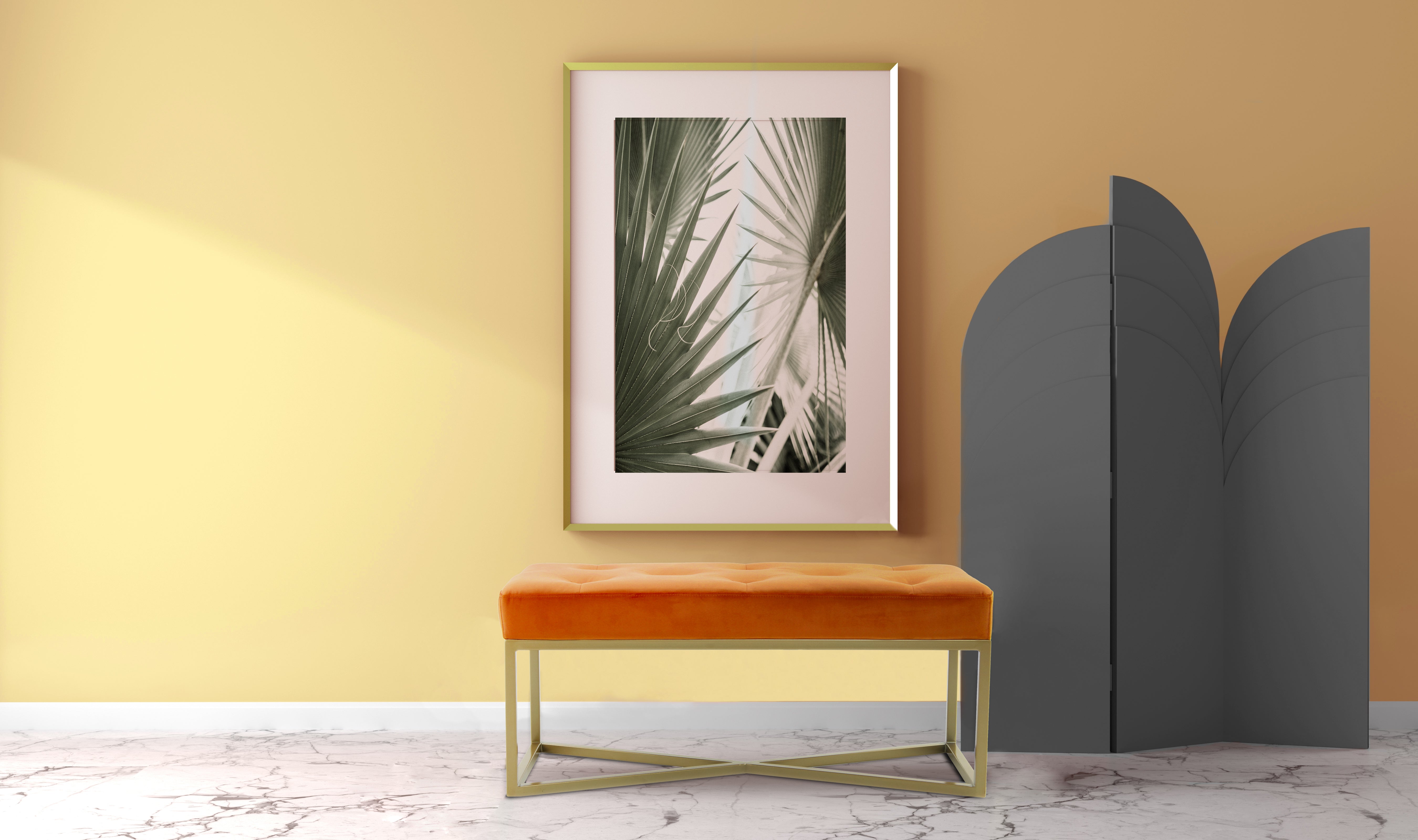 Banc orange / doré - Cameron