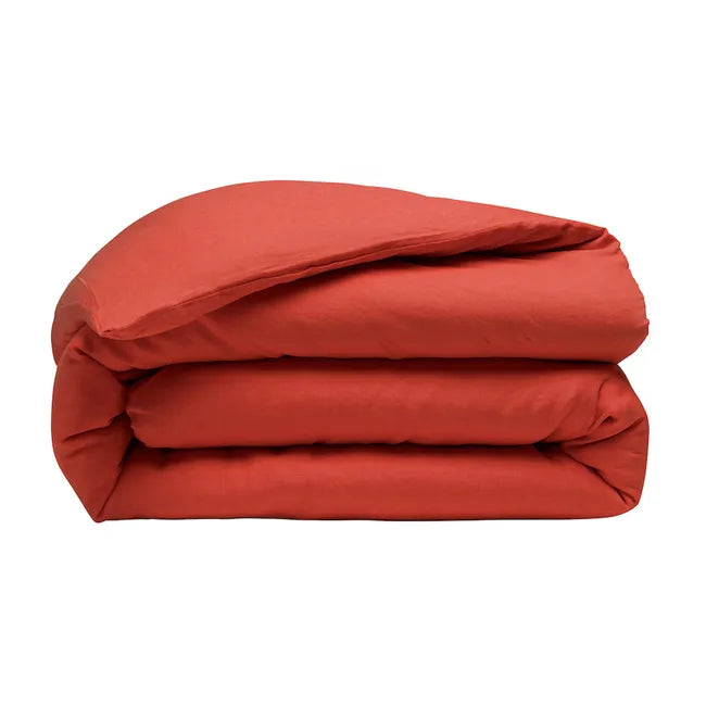 Housse de couette 100% Lin Lavé : Couleur - Rouge