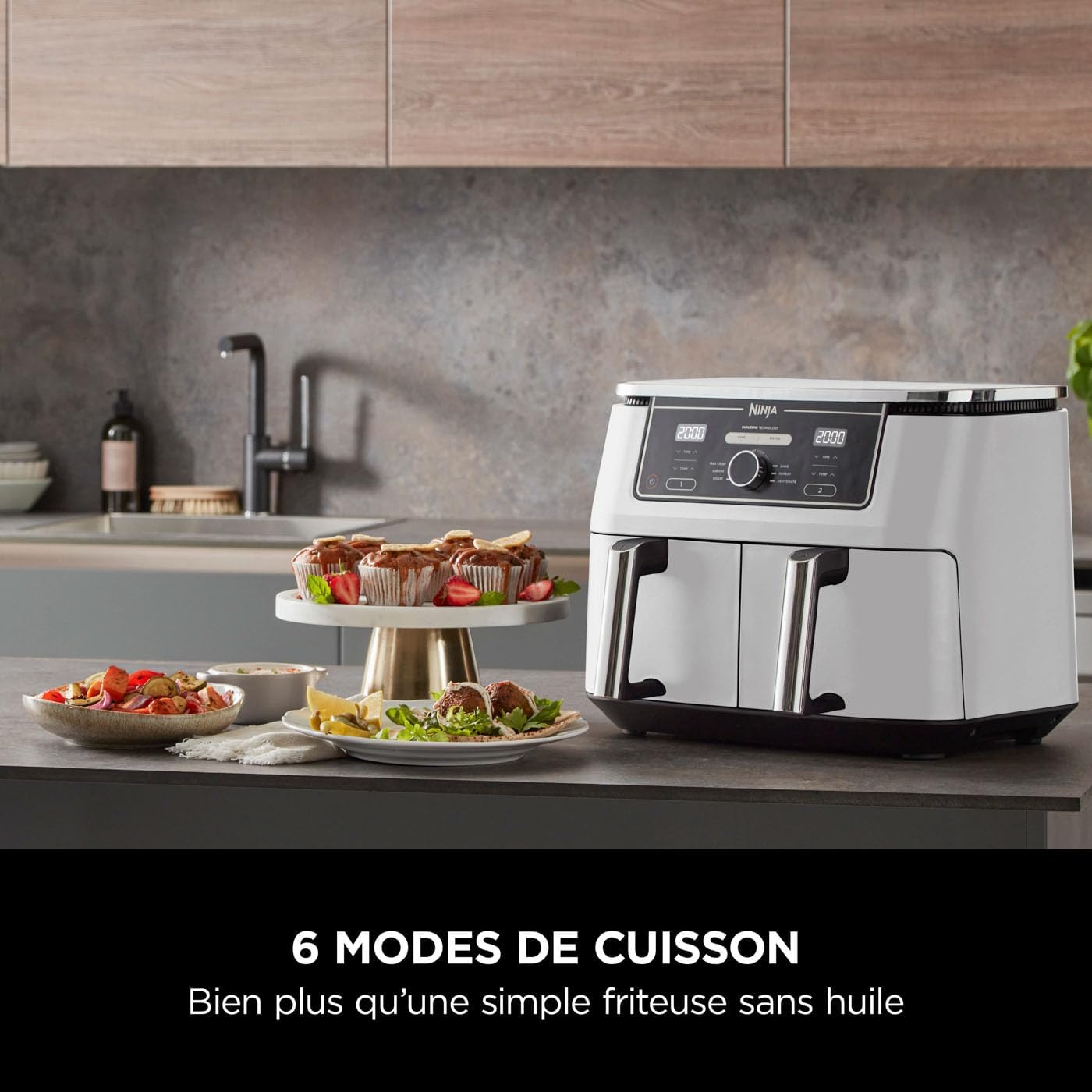 Airfryer Ninja Foodi MAX double compartiment 6-en-1, Blanche 9,5L