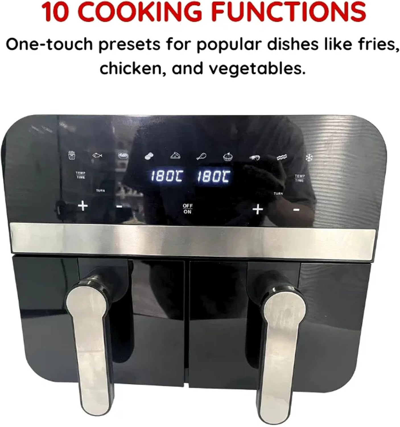 Friteuse à air numérique double panier Noire 2400W 9L