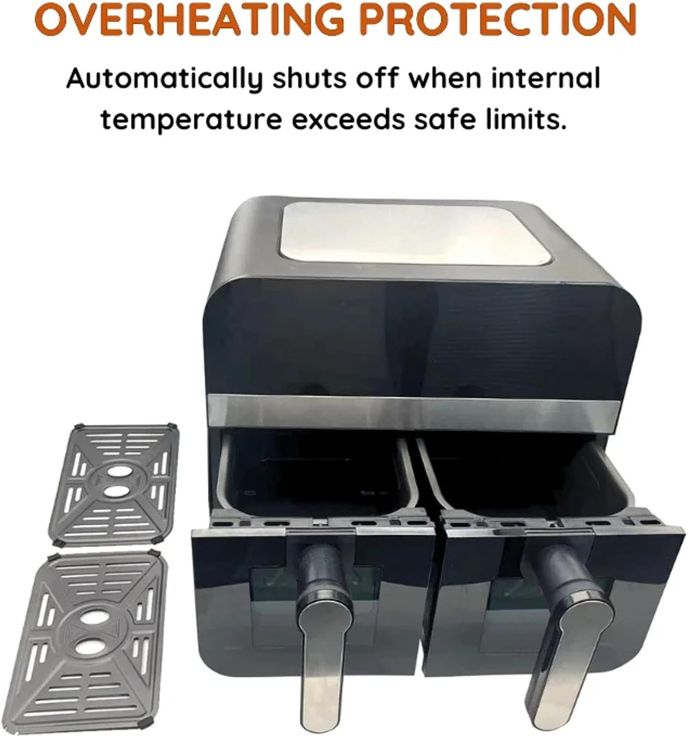 Friteuse à air numérique double panier Noire 2400W avec fenêtre 9L