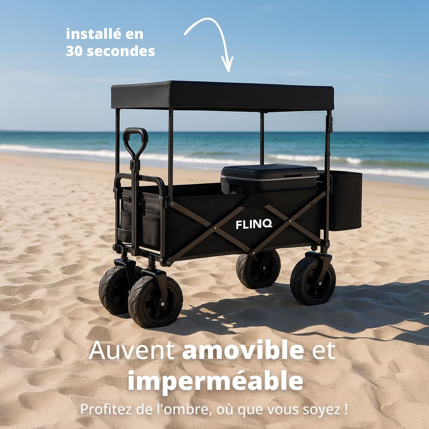 Chariot pliable tout terrain avec auvent 130 kg - 100 litres (Copie)