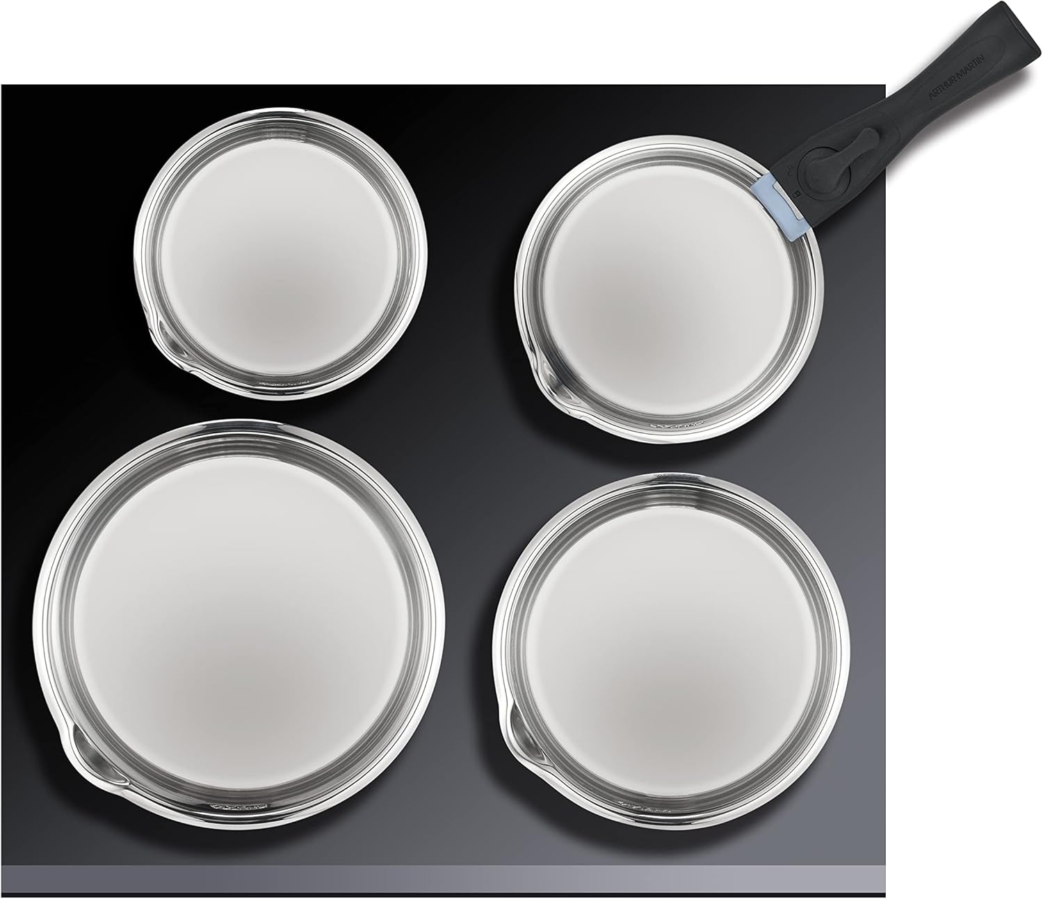 Batterie de cuisine inox 5 pièces avec manche amovible Arthur Martin - Tous feux dont induction