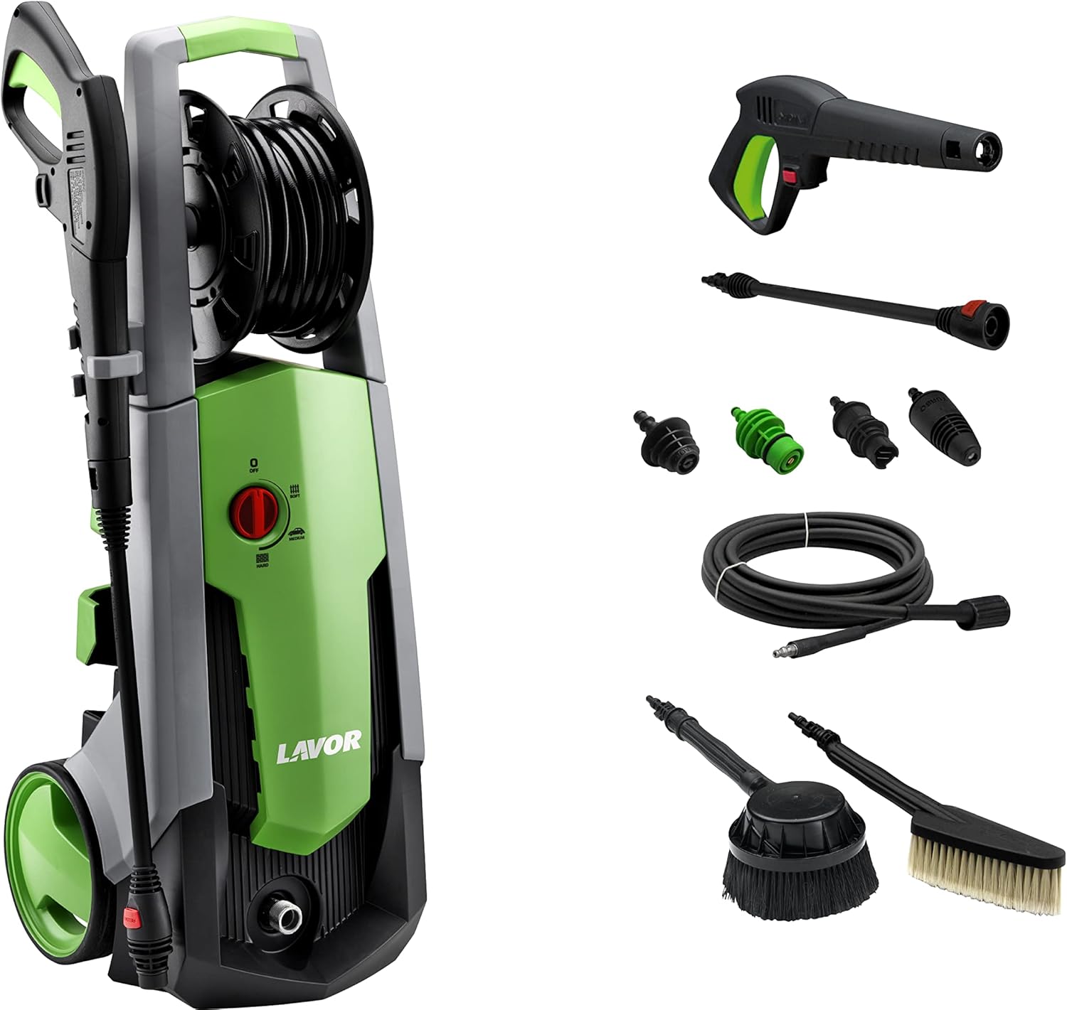 Nettoyeur Haute Pression PREDATOR 160 WPS avec Programmes de Lavage WPS, Enrouleur, Brosse Rotative et Fixe, Puissance 160 bar Max, Débit 510 l/h Max, Moteur 2500 Watt
