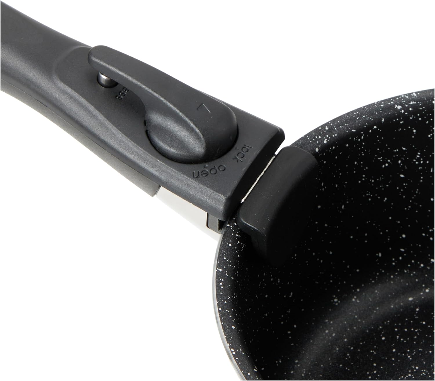 Batterie de cuisine revêtement pierre avec manche amovible 7 pièces noir