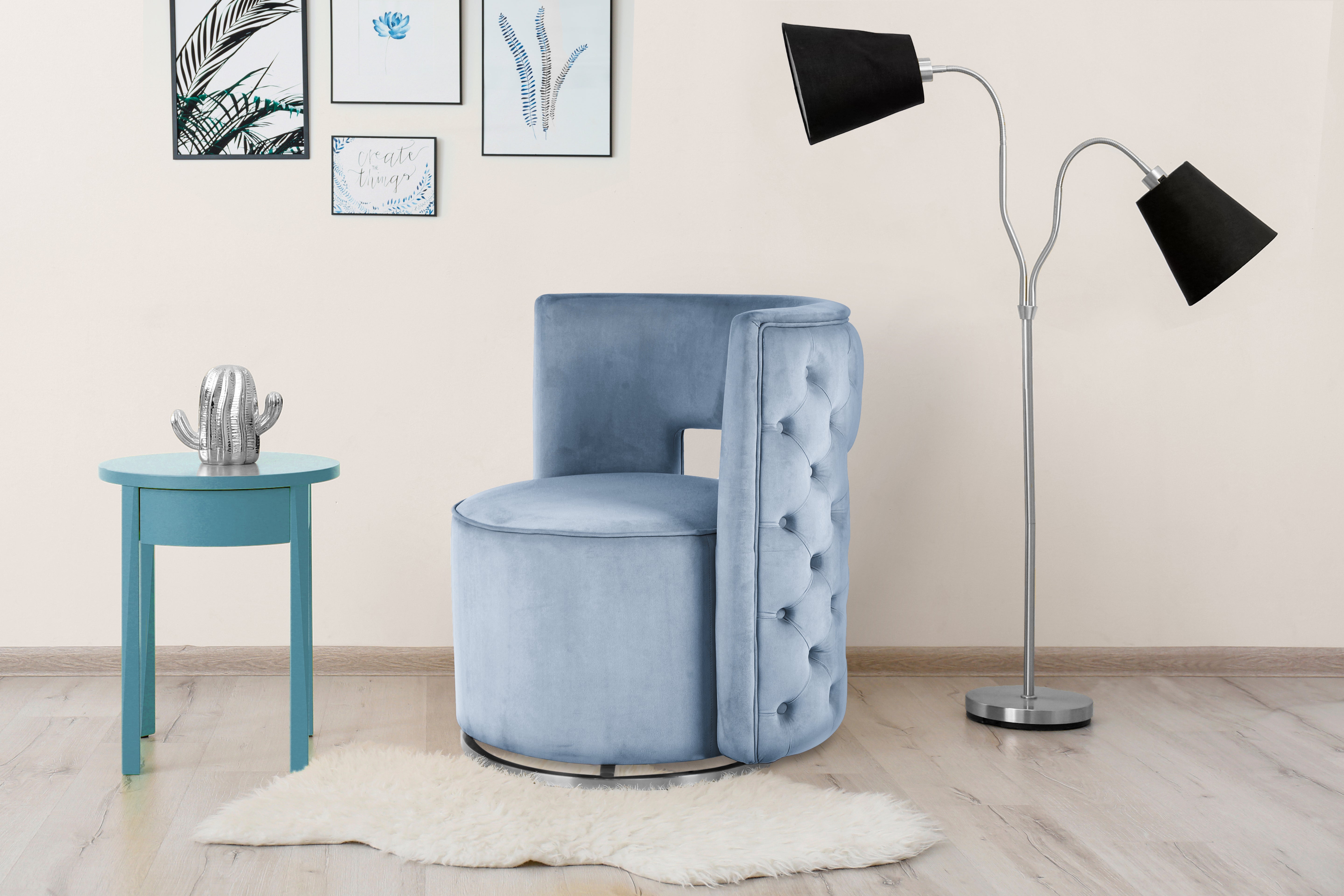 Fauteuil bleu clair / argent - Beverly