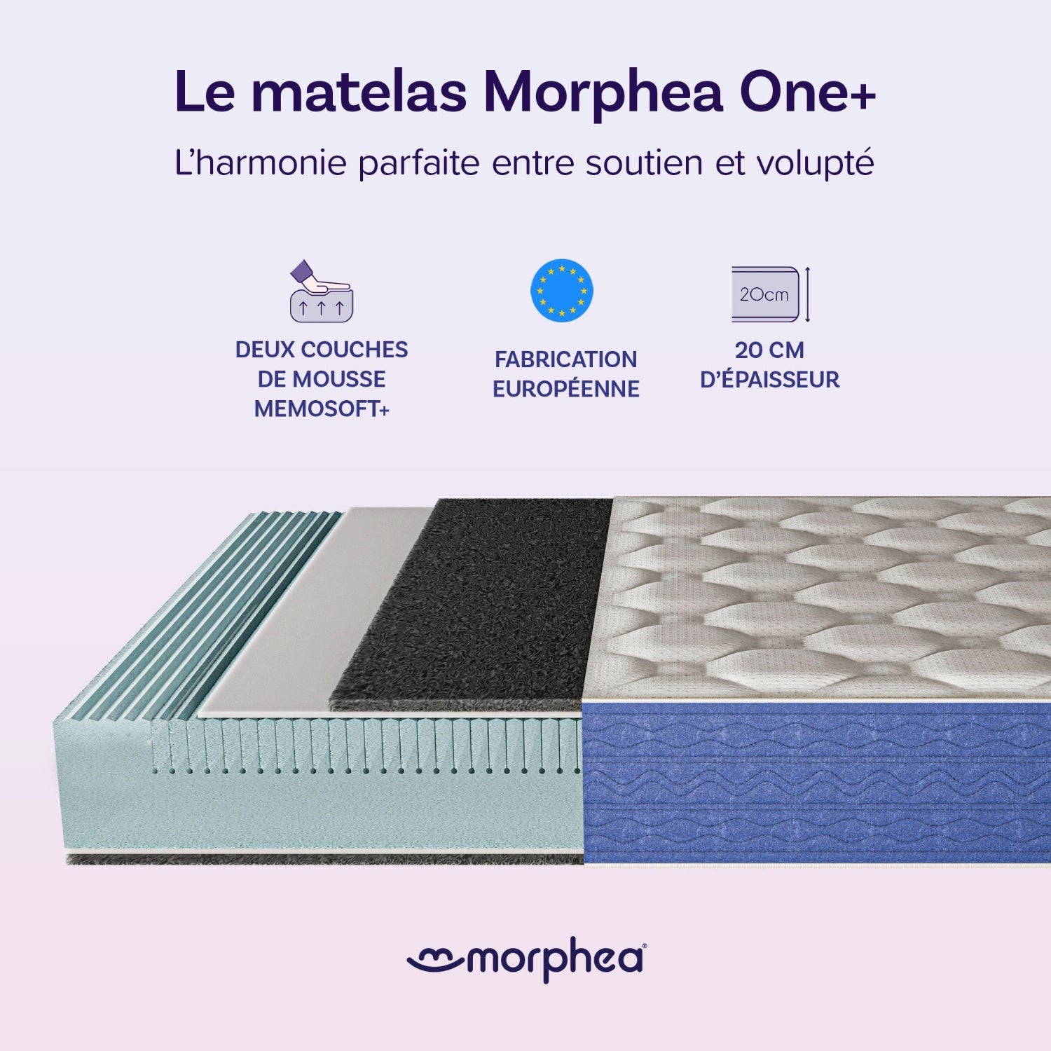 Matelas Mousse Lumea One Plus Épaisseur 20cm - Accueil Mémoire de forme
