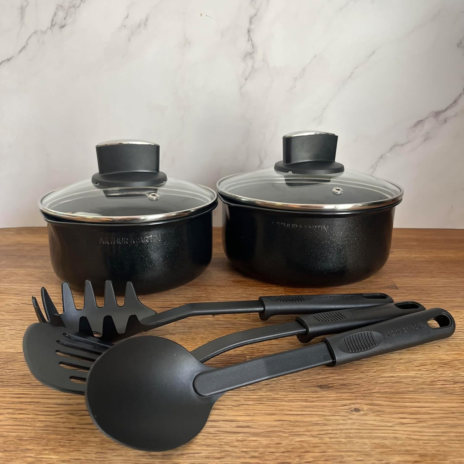 Batterie de Cuisine 12 Pièces Arthur Martin Poêles et Casseroles Aluminium avec Accessoires, Tous Feux Dont Induction