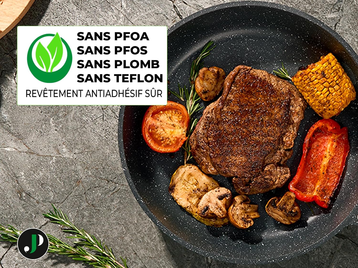 Batterie de cuisine 21 pièces antiadhésives en Granit Noir - Tous feux dont induction