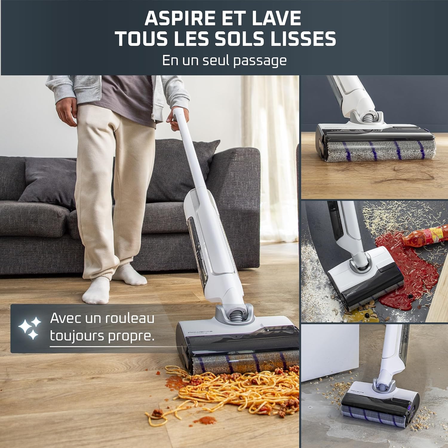 Aspirateur laveur ROWENTA X Clean 10 GZ7035WO + 2 Litres de solution nettoyante