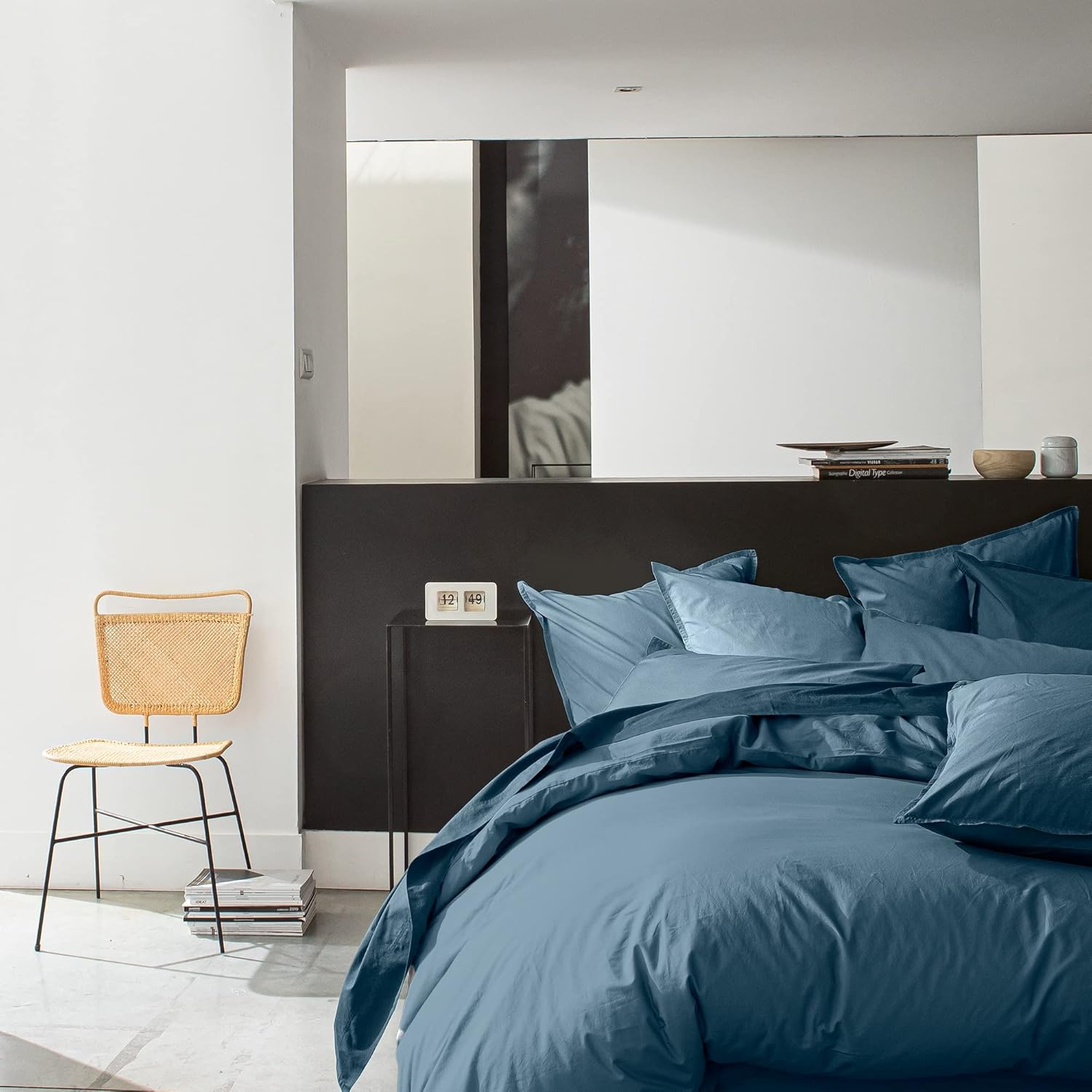 Housse de couette 100% Percale de Coton Lavé 80 fils : Couleur - Émeraude