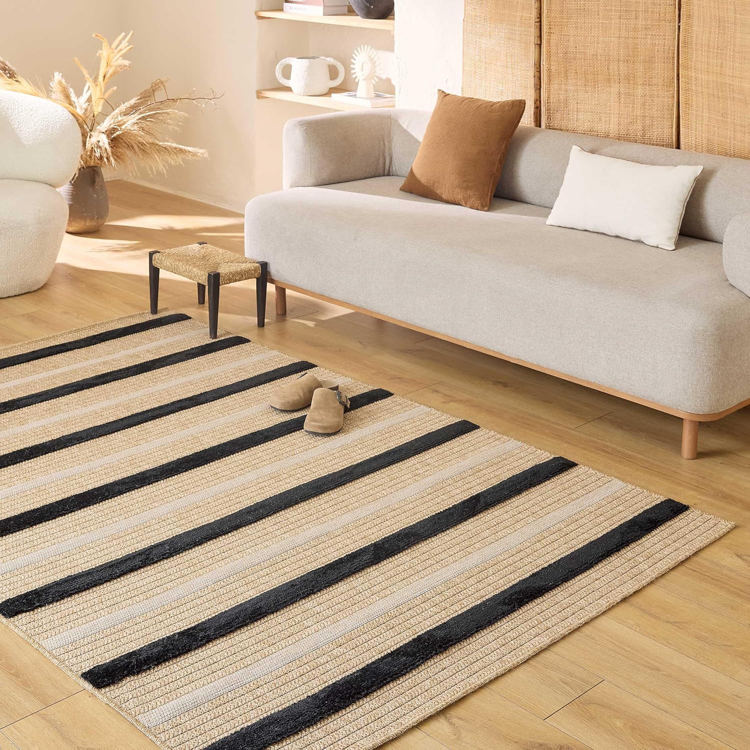 Tapis motifs géométriques noir - Palma