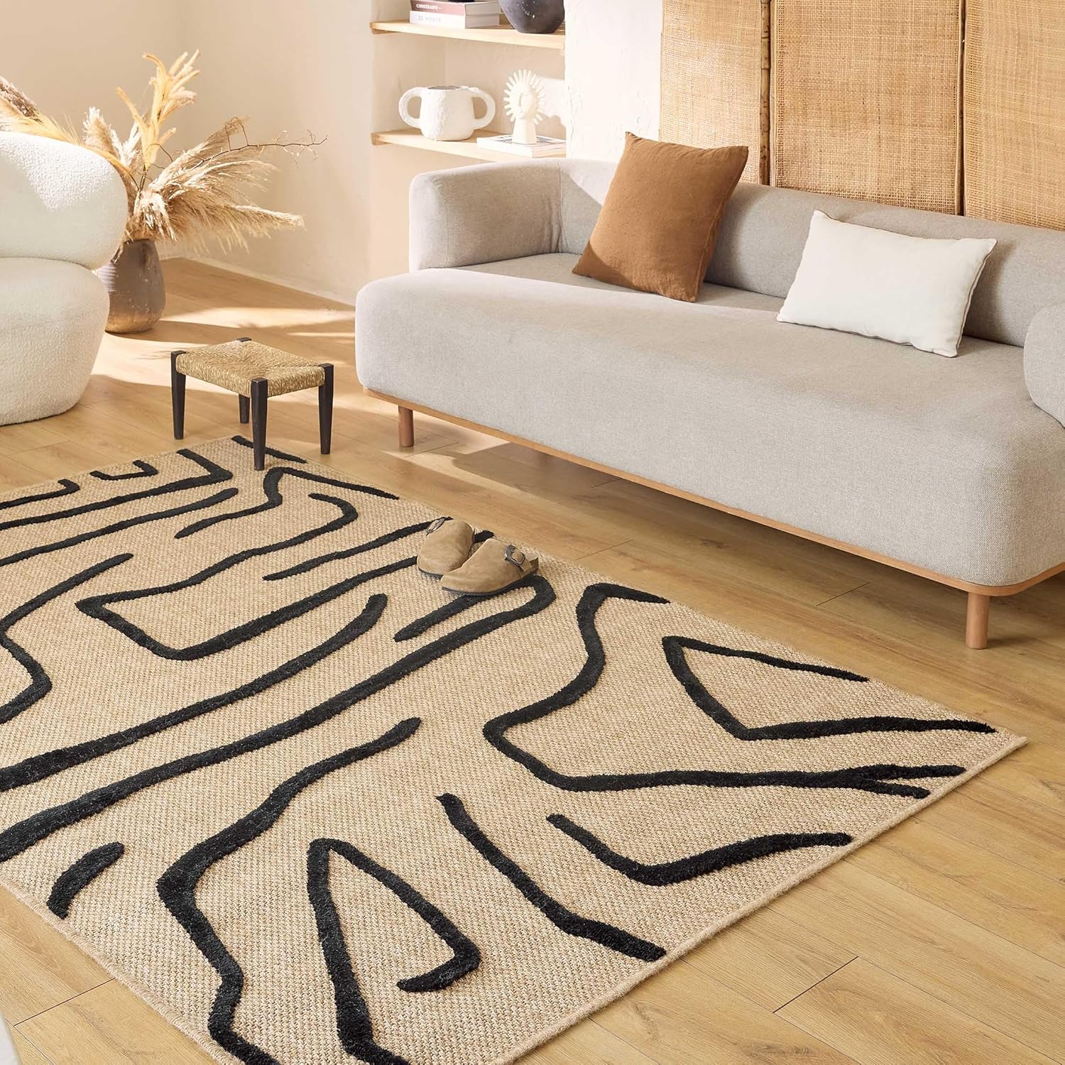 Tapis motifs abstraits noir - Palma