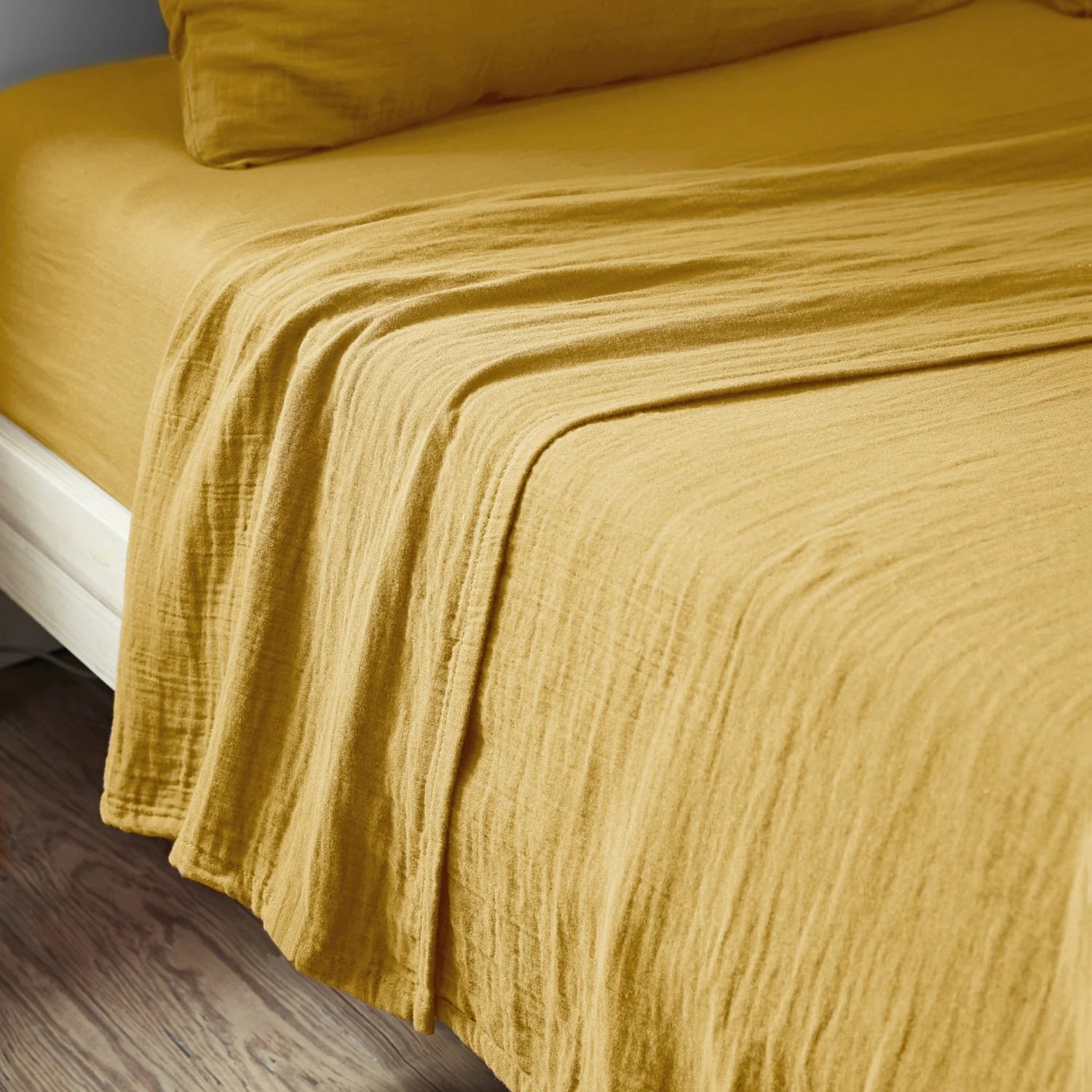 Drap plat Gaze de coton Safran