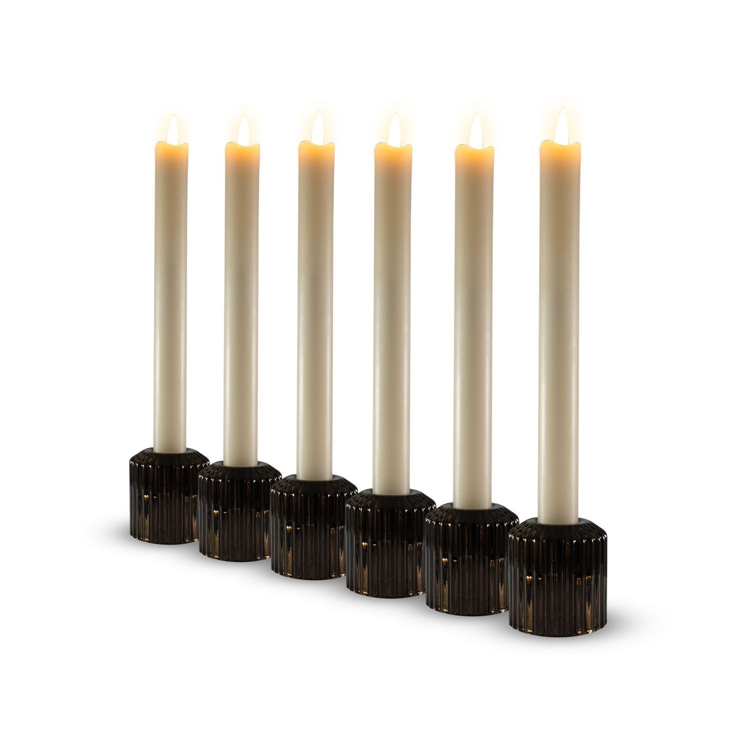 Lot de 6 bougies LED coniques - Taupe