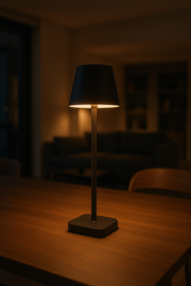 FlinQ - Lampe de table - Rechargeable - Intensité variable avec mode mémoire - 3 niveaux d'éclairage - 38 cm - Noire