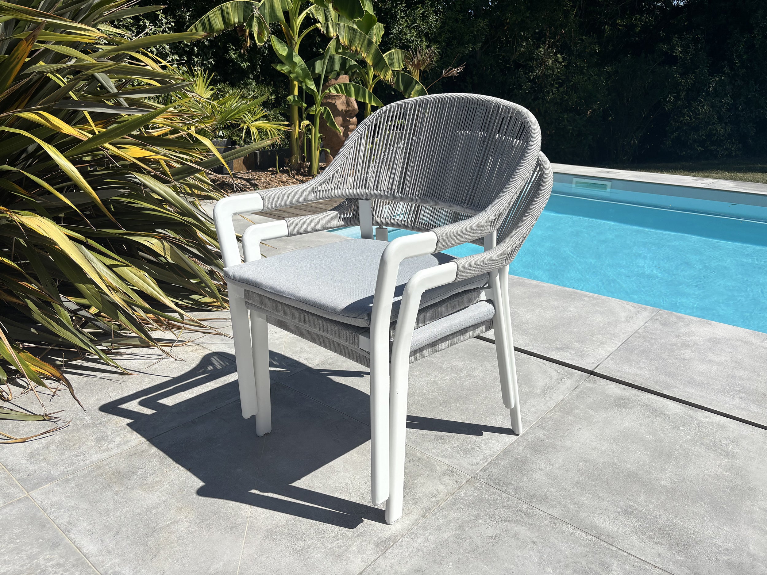 Lot de 2 fauteuils de jardin ABELLA - BLANC