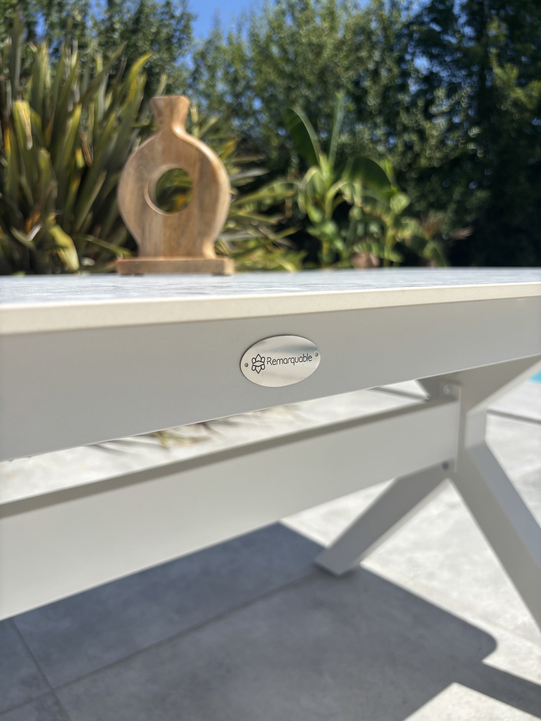 Table de jardin Abella - Blanc 220 cm
