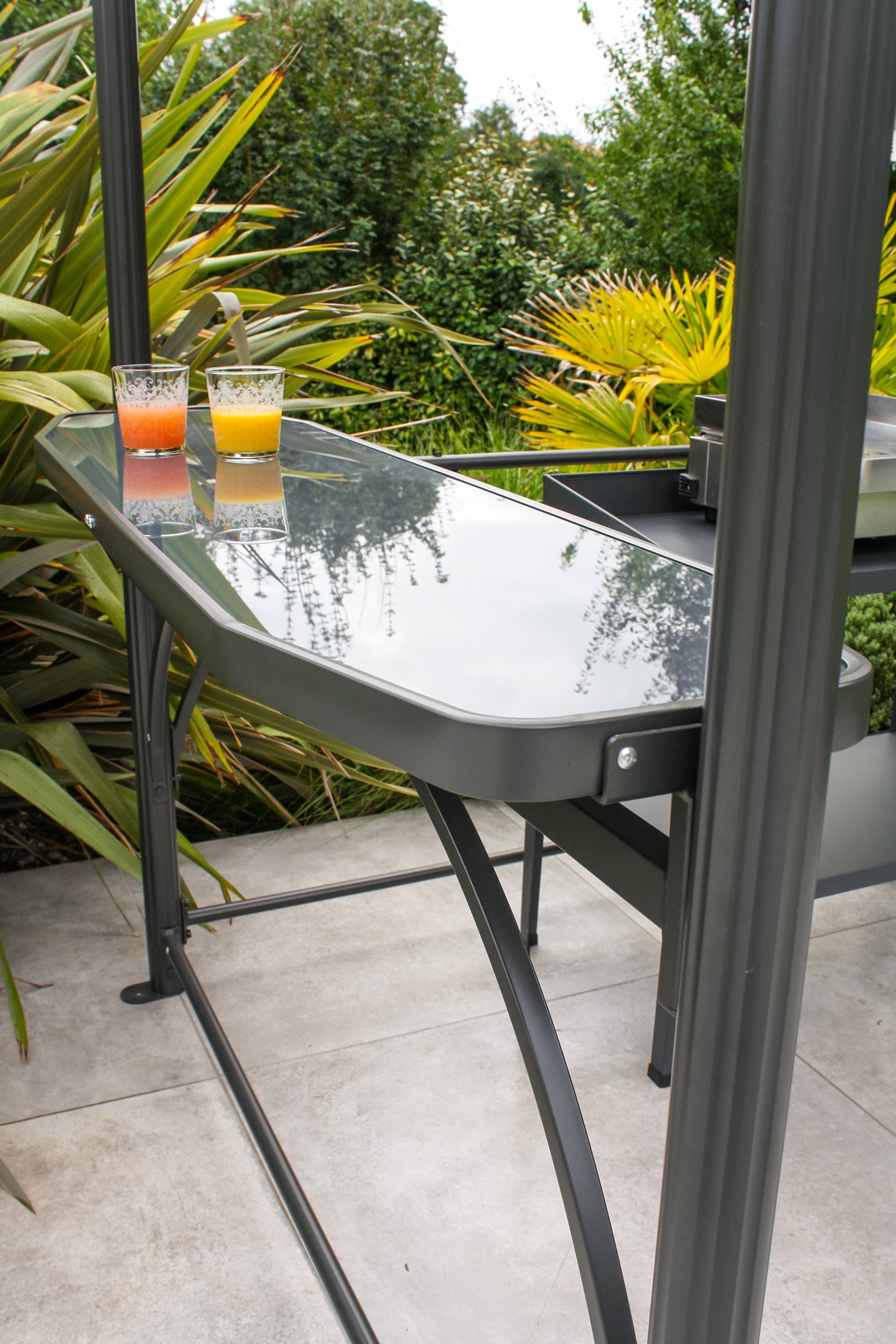 ABRI BARBECUE (240x150 cm) en aluminium et polycarbonate - GRIS ANTHRACITE
