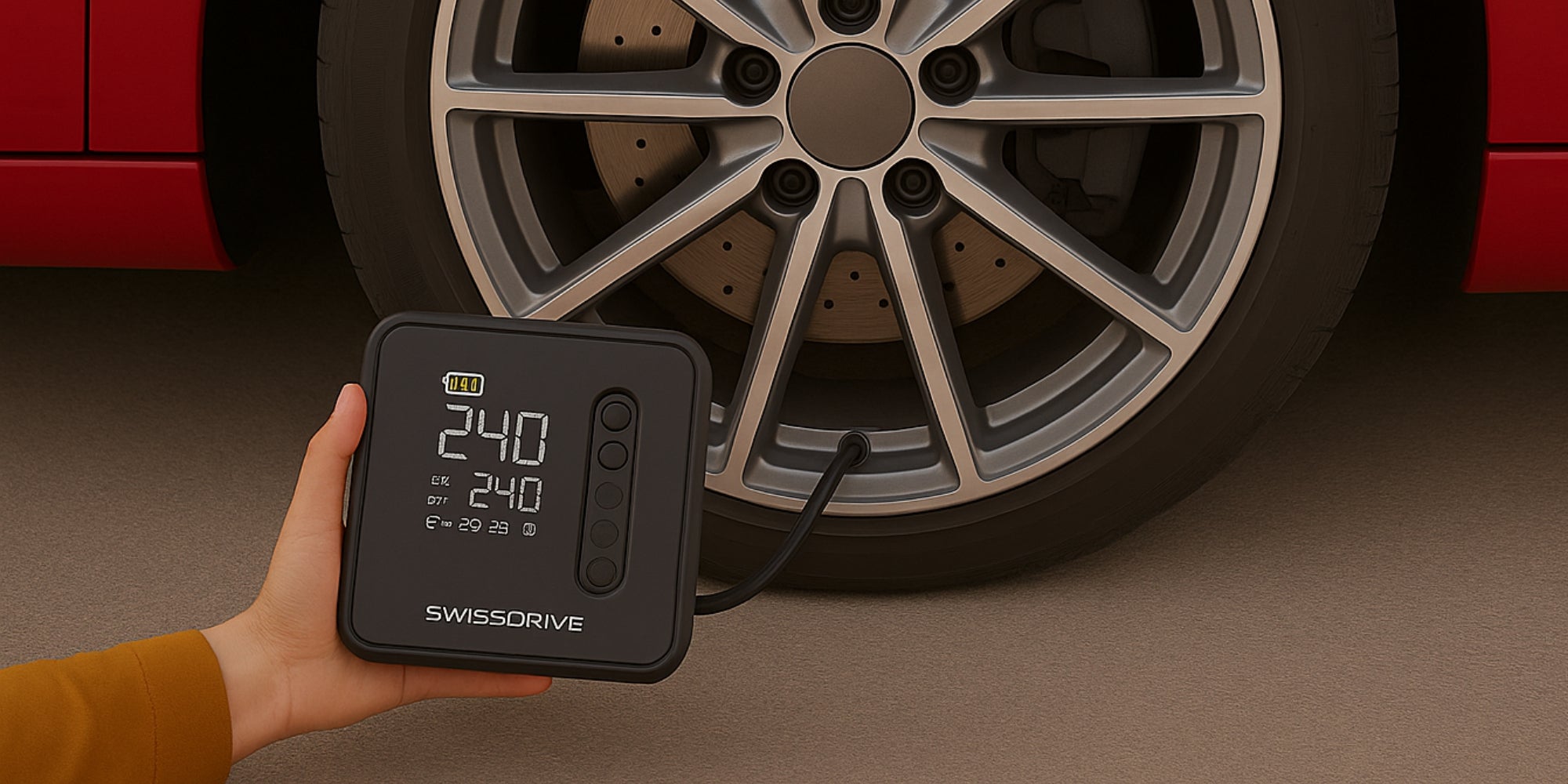 Mini Compresseur Portable Swiss Drive 150 PSI – Recharge USB