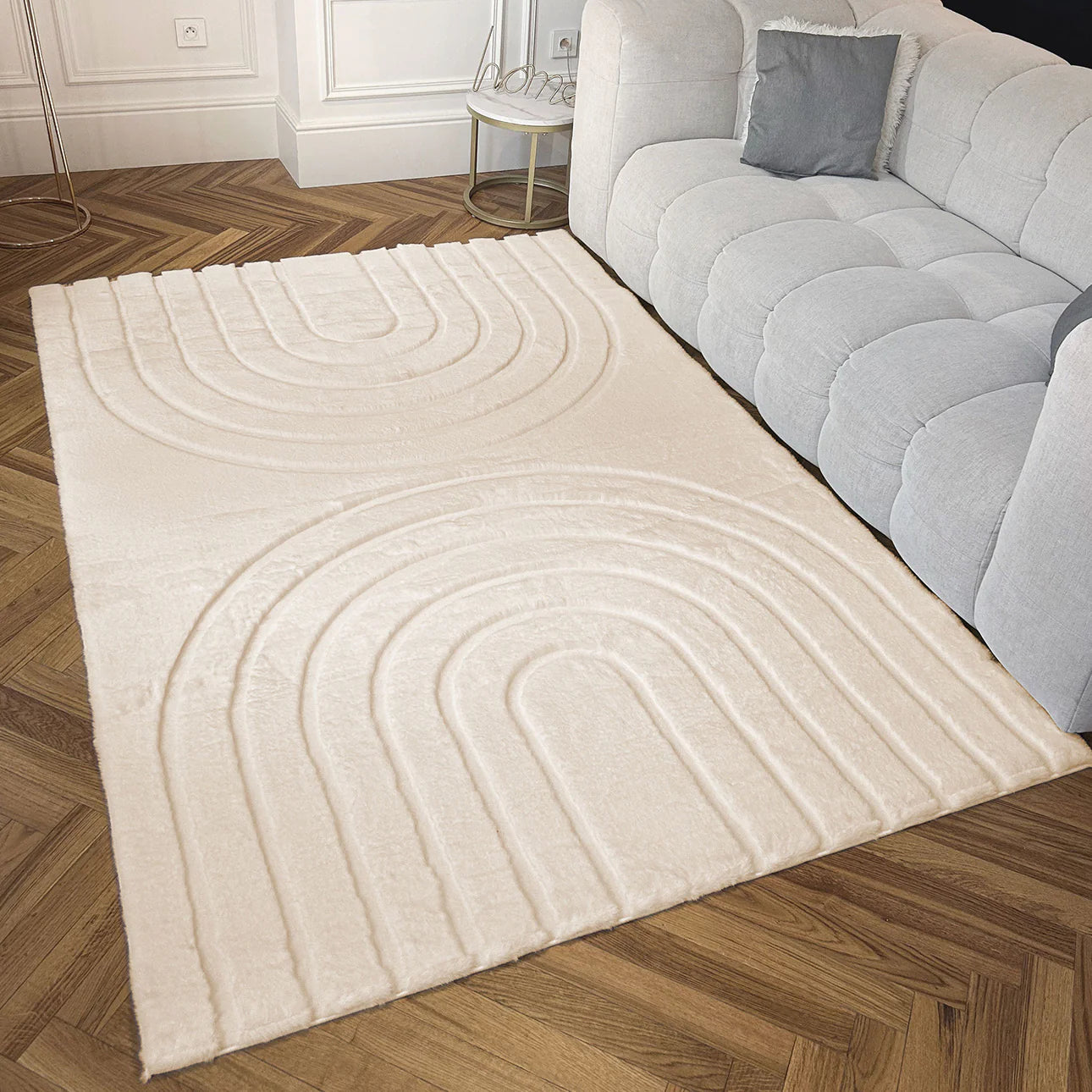 Tapis doux á motifs en relief beige - Alaska