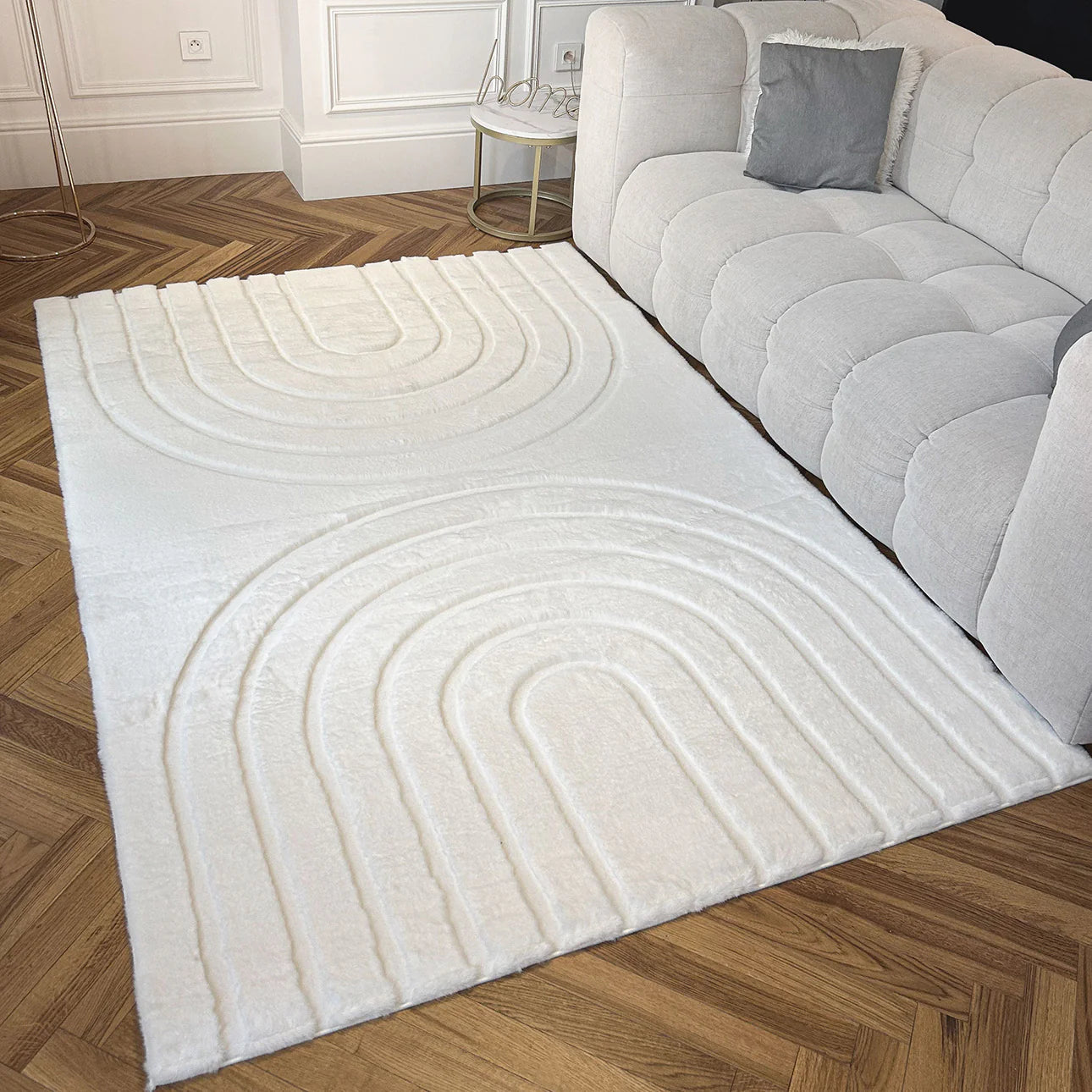 Tapis doux á motifs en relief blanc - Alaska