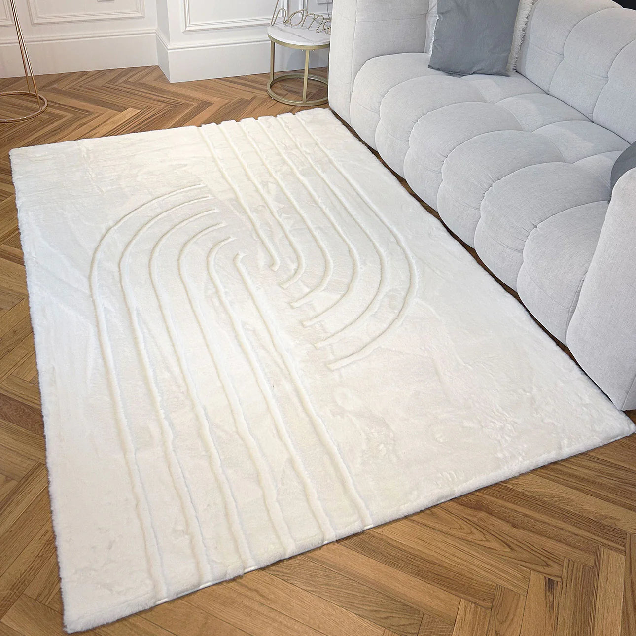 Tapis de salon uni doux blanc - Nordik