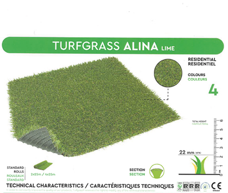 Gazon synthétique Alina Lime - 22mm