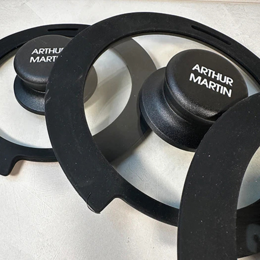 Lot de 3 Couvercles Universels Arthur Martin en Verre et Silicone (16-18-20 cm) pour Poêles et Casseroles
