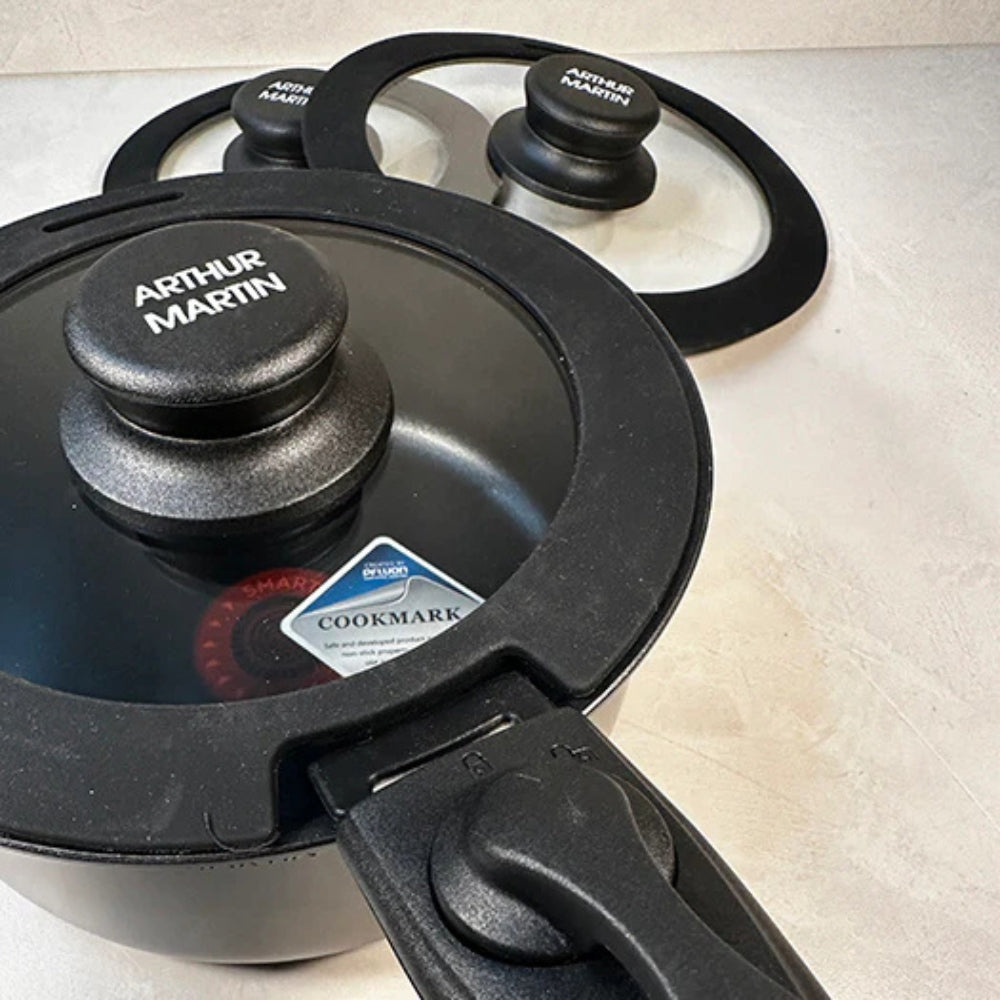 Lot de 3 Couvercles Universels Arthur Martin en Verre et Silicone (16-18-20 cm) pour Poêles et Casseroles