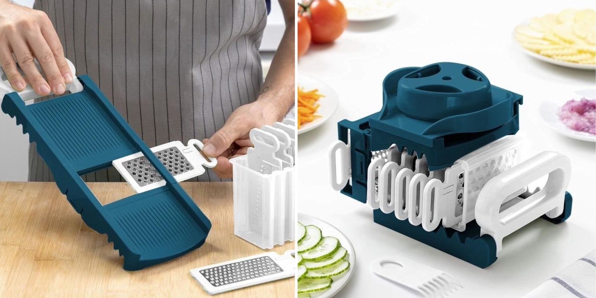 Mandoline Arthur Martin Pliable 6 en 1 en Inox avec Lames Interchangeables