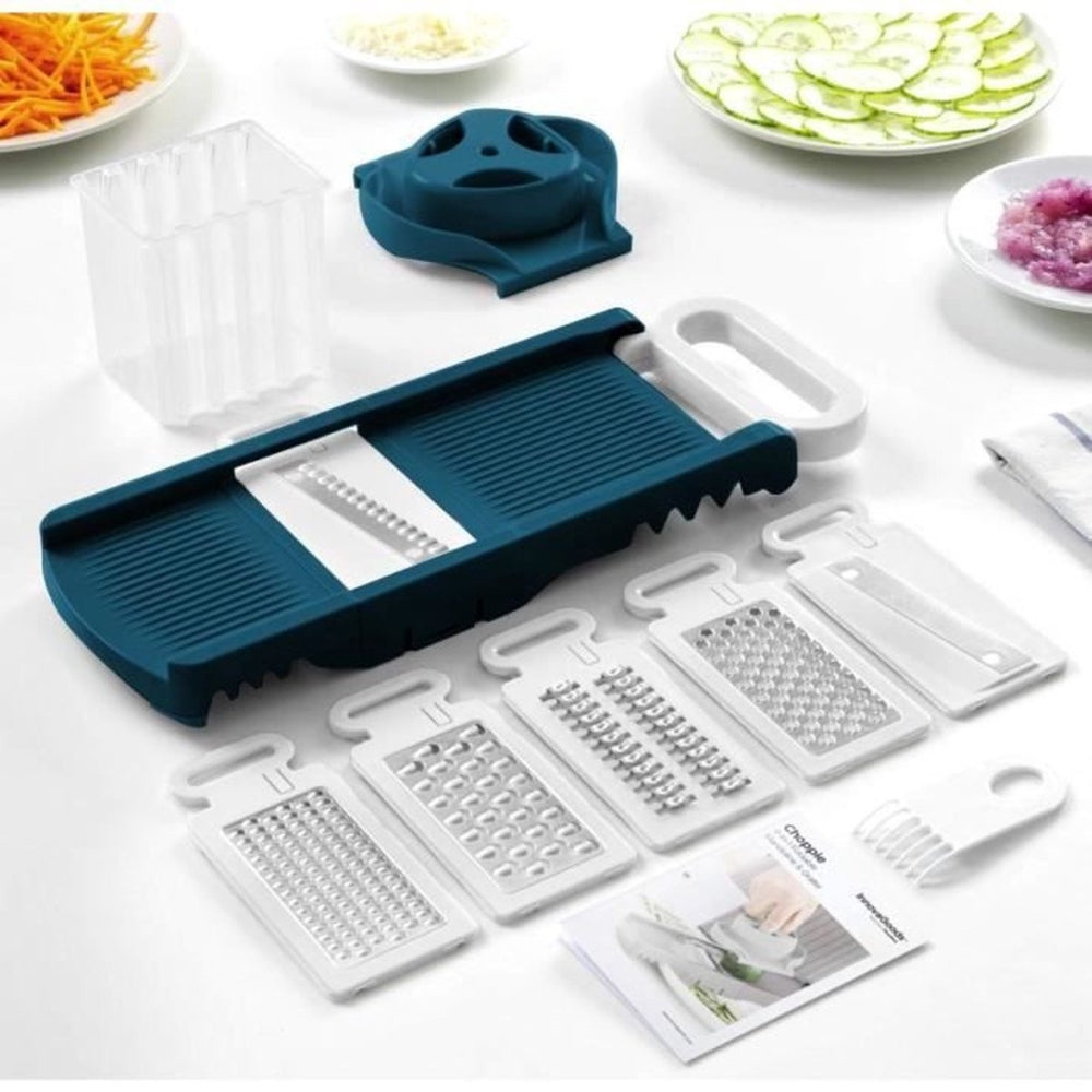 Mandoline Arthur Martin Pliable 6 en 1 en Inox avec Lames Interchangeables