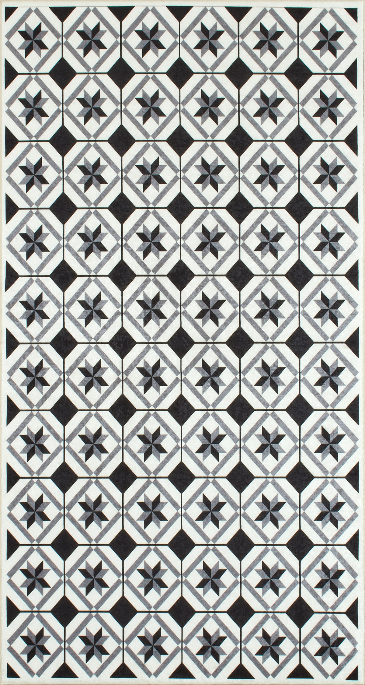 Tapis de cuisine carreaux de ciment noir et blanc