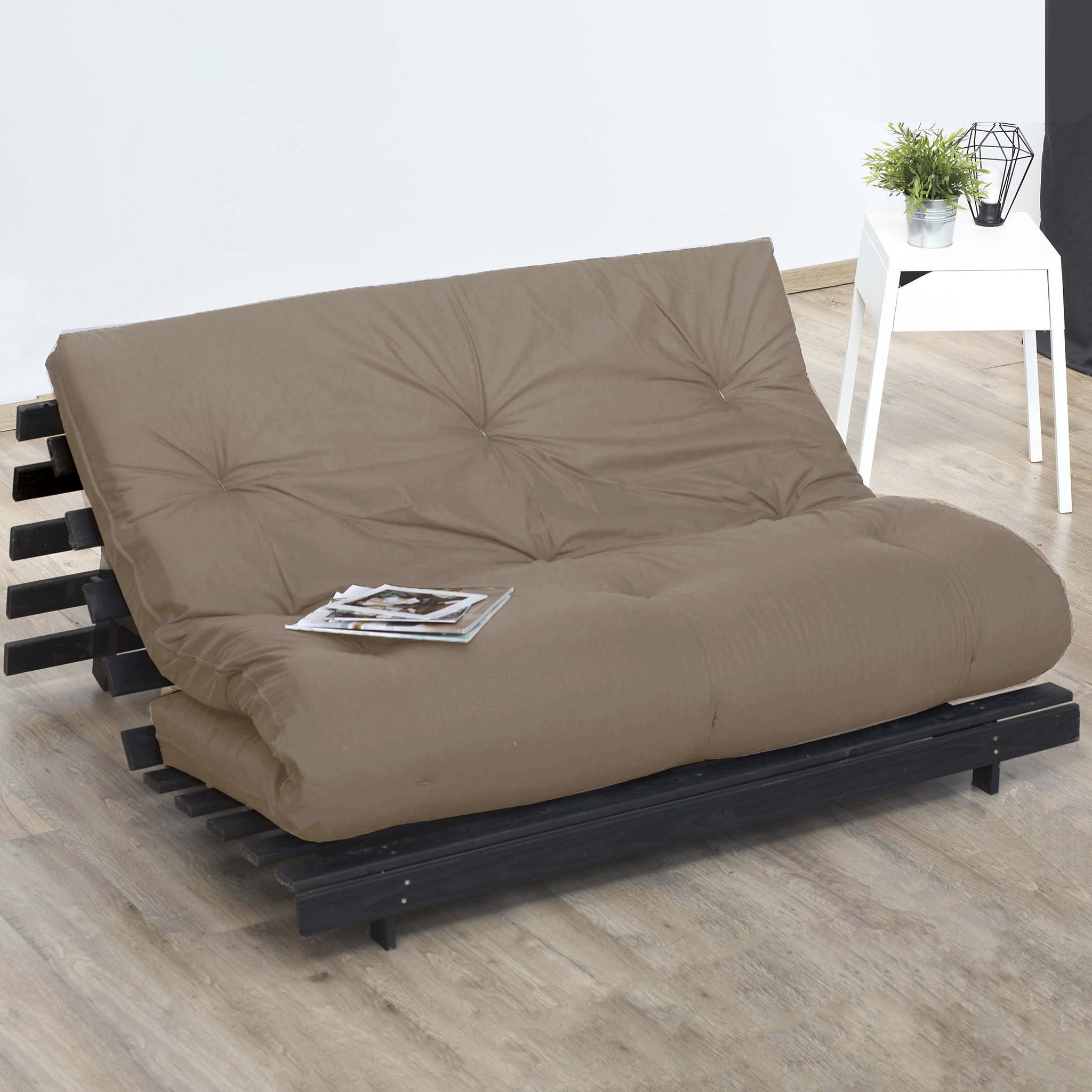 Matelas futon latex et fibres, fabrication française Couleur - Taupe, Dimensions - 140 x 190 cm