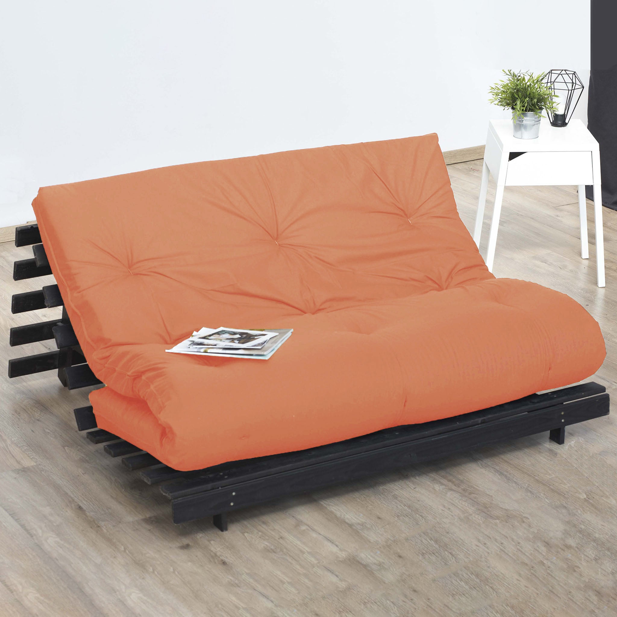 Matelas futon coton et fibres recyclés, fabriqué en France Couleur - Goyave, Dimensions - 140 x 190 cm
