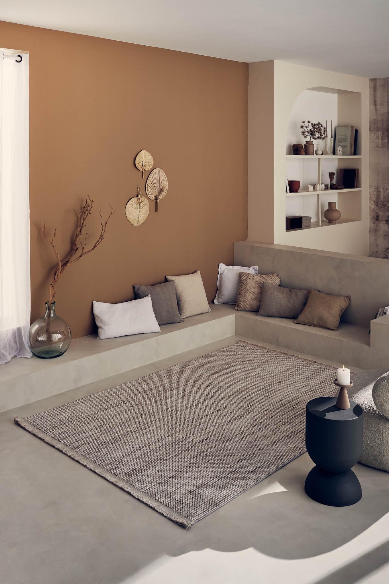 Tapis uni à franges - beige
