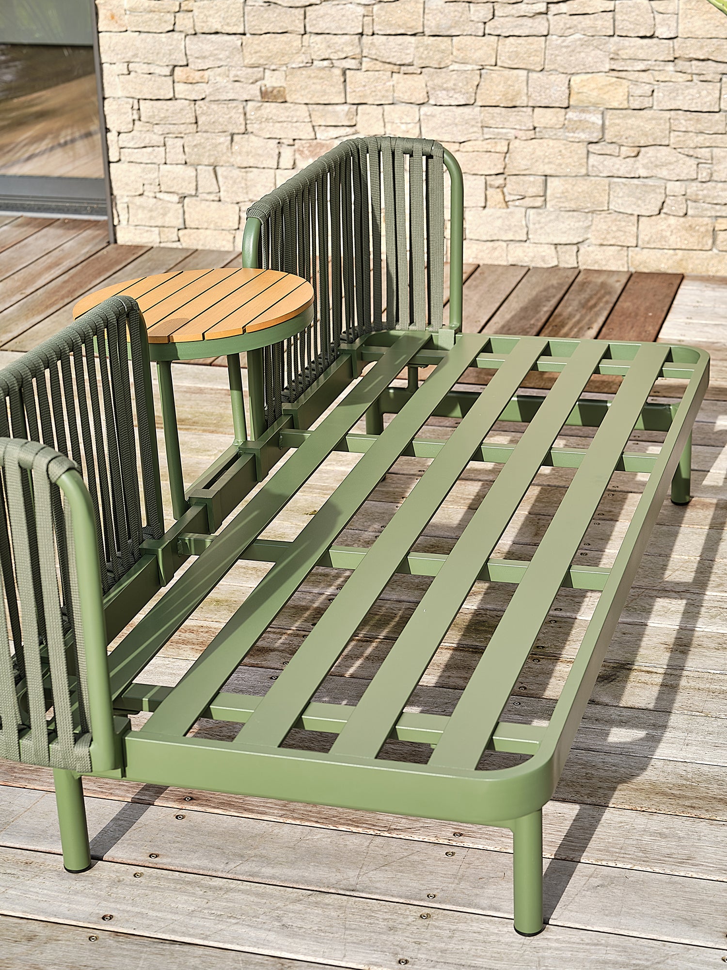 Canapé de jardin 3 place BARLIA en aluminium - Olive 184 cm