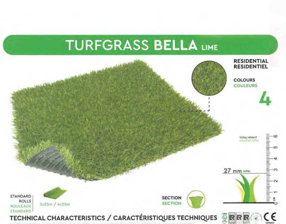 Gazon synthétique Bella Lime - 27mm