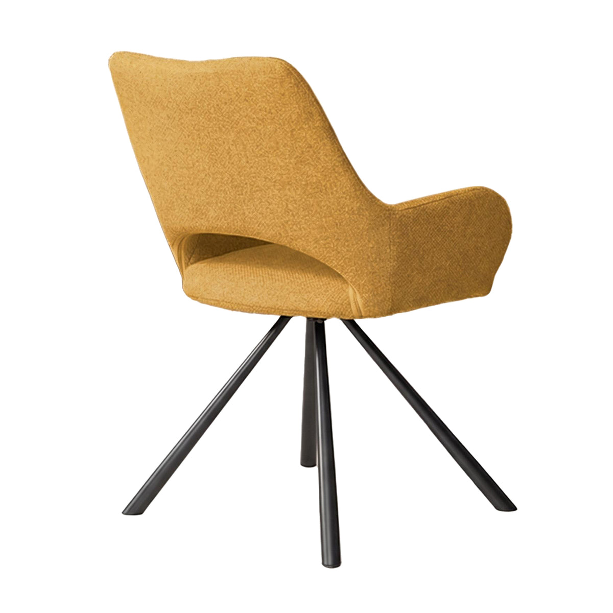Beth - Ensemble de 2 chaises de salle à manger contemporaines en tissu jaune, pieds en métal jaune