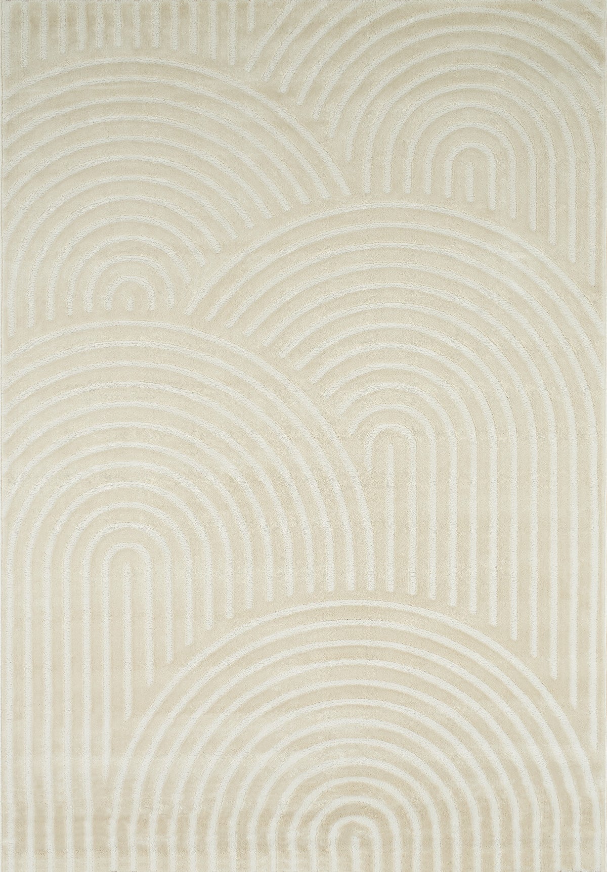 Tapis arc-en-ciel crème avec longs poils en relief