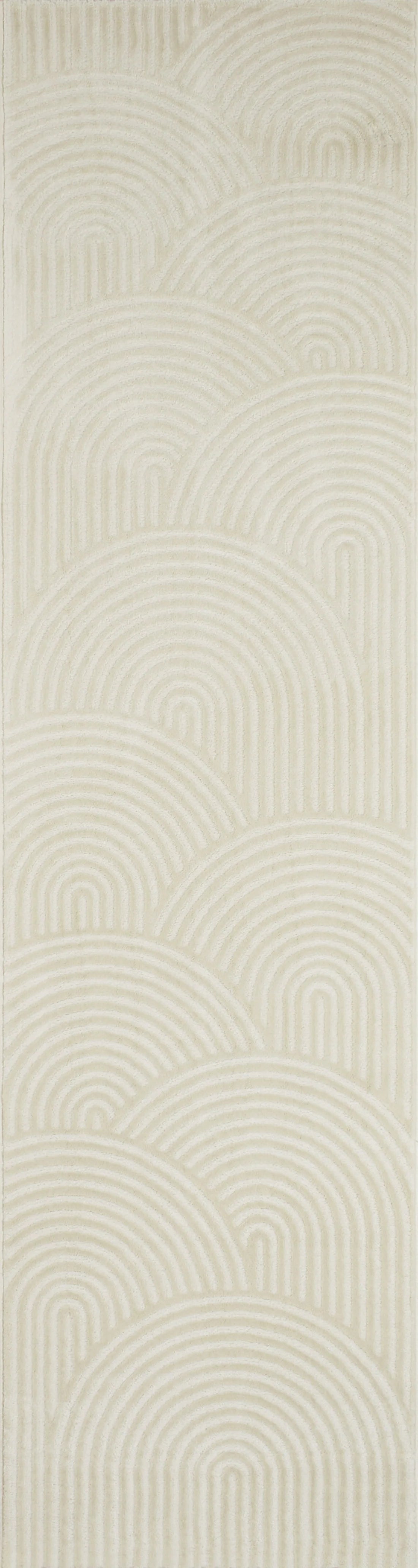 Tapis arc-en-ciel crème avec longs poils en relief