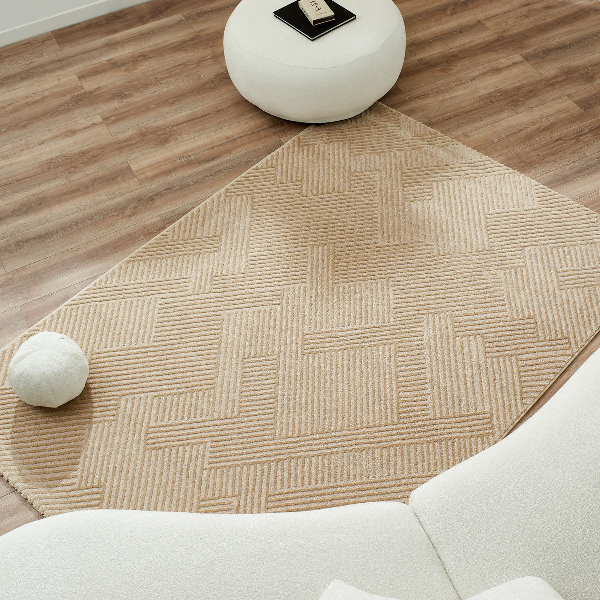 Tapis intérieur beige poils en relief