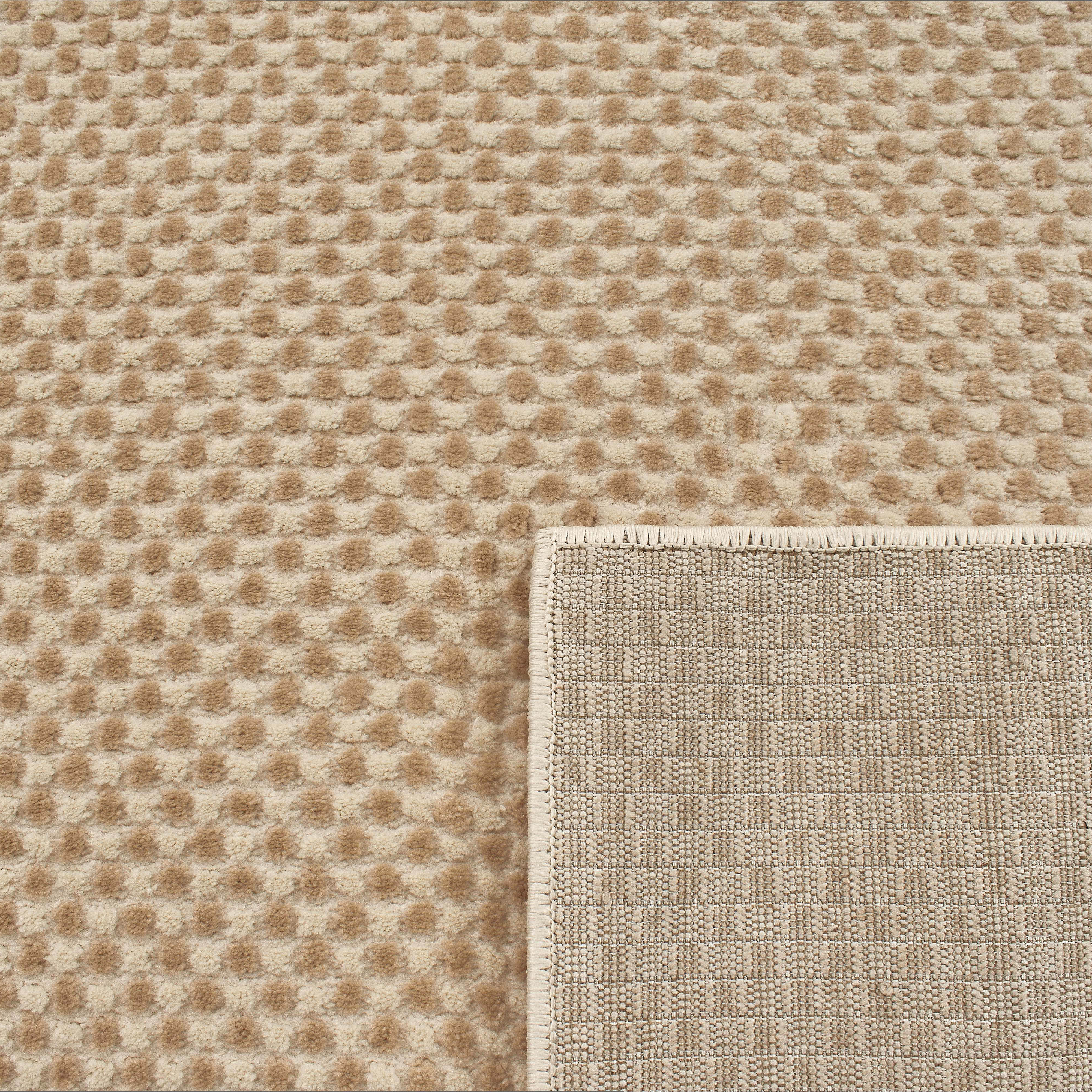 Tapis poils en reliefs 100% polypropylène - creme / beige