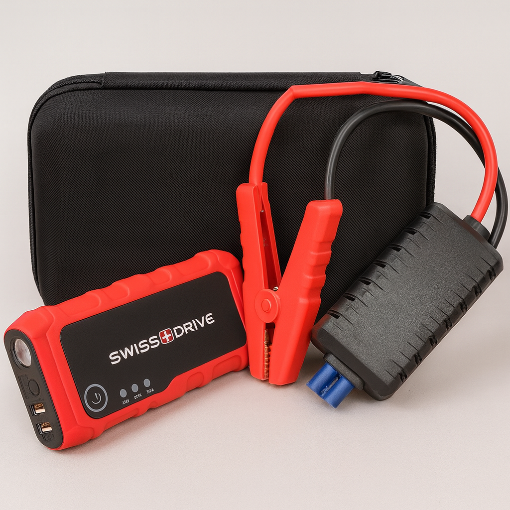 Booster de Démarrage Lithium SWISS DRIVE 18000mAh – 12V, 800A, Moteurs Essence 7L et Diesel 3.5L, Powerbank USB, Ports 12V & 19V