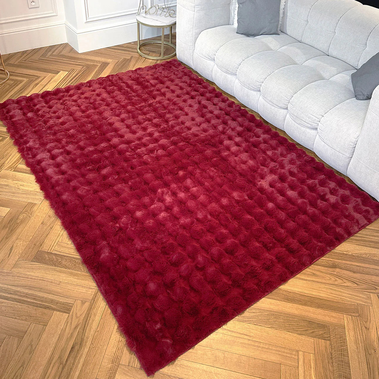 Tapis doux et moelleux rouge - Bubble