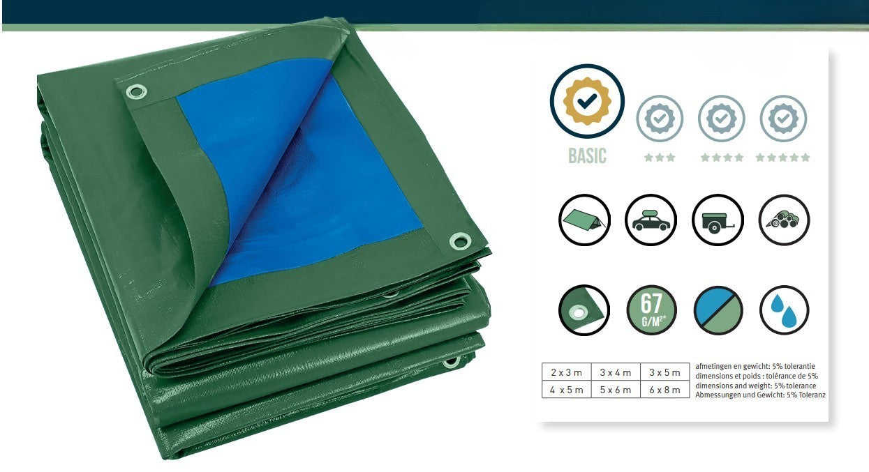 Bâche de protection 67 g / m2 - Verte et bleue