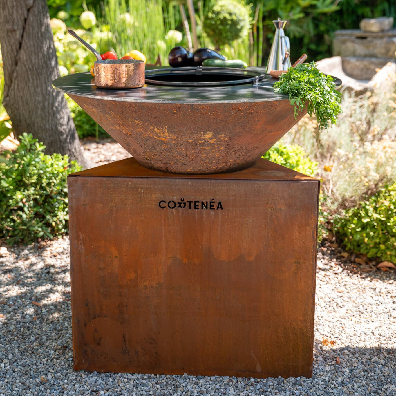 Brasero plancha en acier Corten - Tradition 100 cm